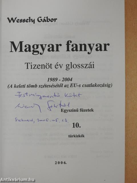 Magyar fanyar (dedikált példány)