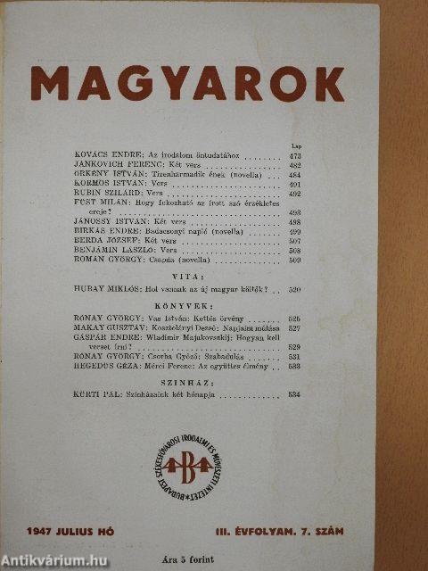 Magyarok 1947. (nem teljes évfolyam)