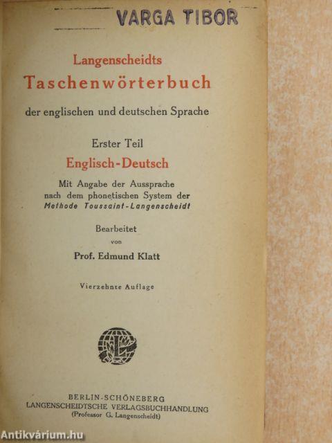 Langenscheidts Taschenwörterbuch der englischen und deutschen Sprache I-II.