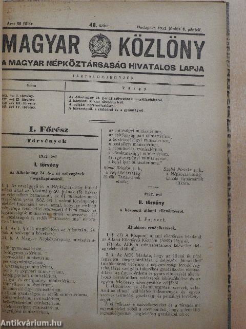 Magyar Közlöny 1952-1953. (vegyes számok) (12)