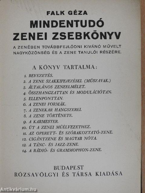 Mindentudó zenei zsebkönyv