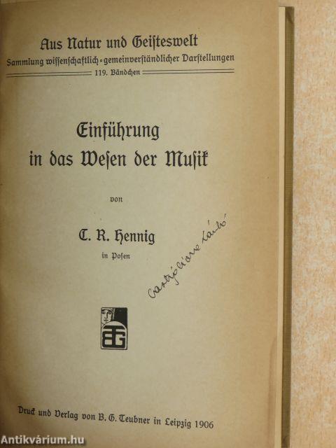 Einführung in das Wesen der Musik (gótbetűs)(Dr. Castiglione László könyvtárából)