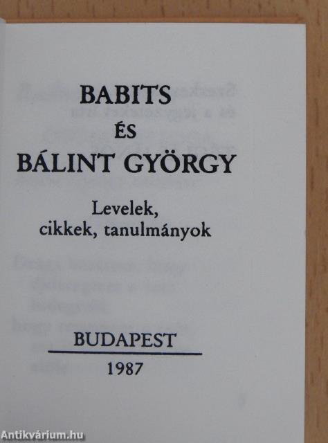 Babits és Bálint György (minikönyv)