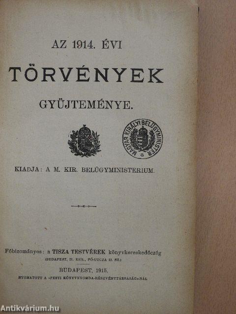 Az 1914. évi törvények gyüjteménye