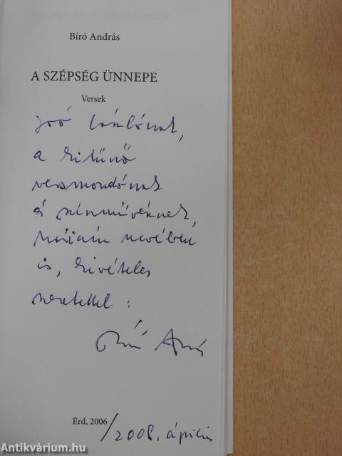 A szépség ünnepe (dedikált példány)