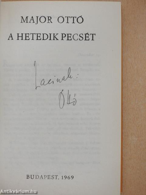 A hetedik pecsét (dedikált példány)