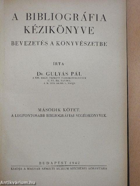 A bibliográfia kézikönyve II. (töredék)