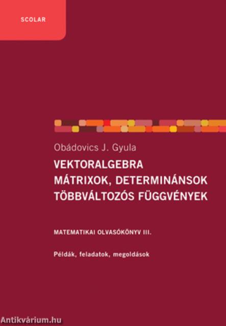 Vektoralgebra; mátrixok, determinánsok;  többváltozós függvények - Matematikai olvasókönyv III.