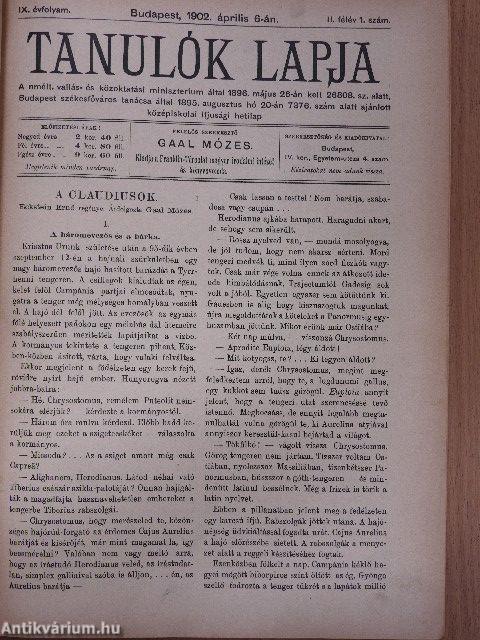 Tanulók lapja 1902. április-1902. szeptember (fél évfolyam)