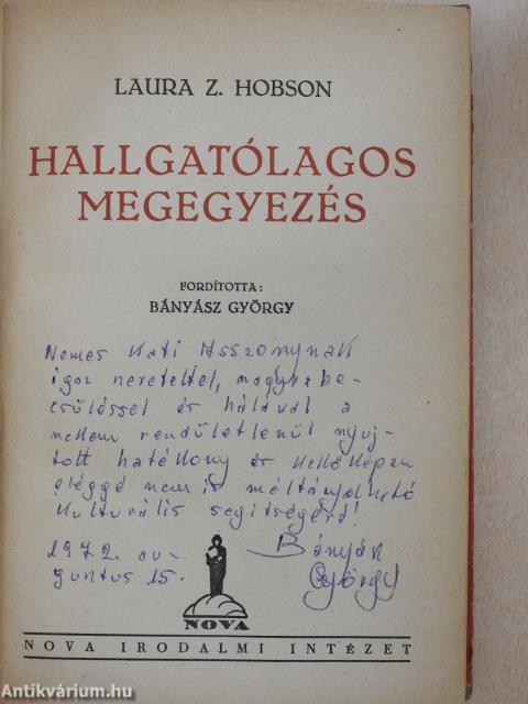 Hallgatólagos megegyezés (dedikált példány)