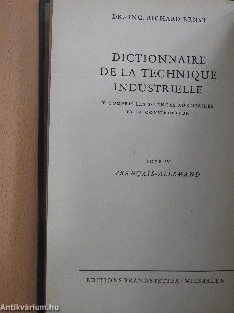 Wörterbuch der Industriellen Technik IV