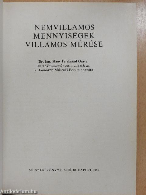 Nemvillamos mennyiségek villamos mérése