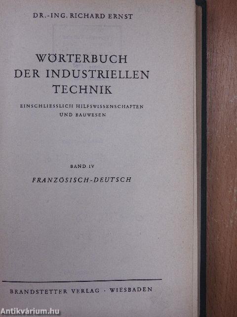 Wörterbuch der Industriellen Technik IV