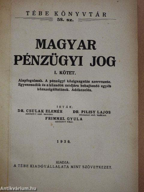 Magyar pénzügyi jog I.