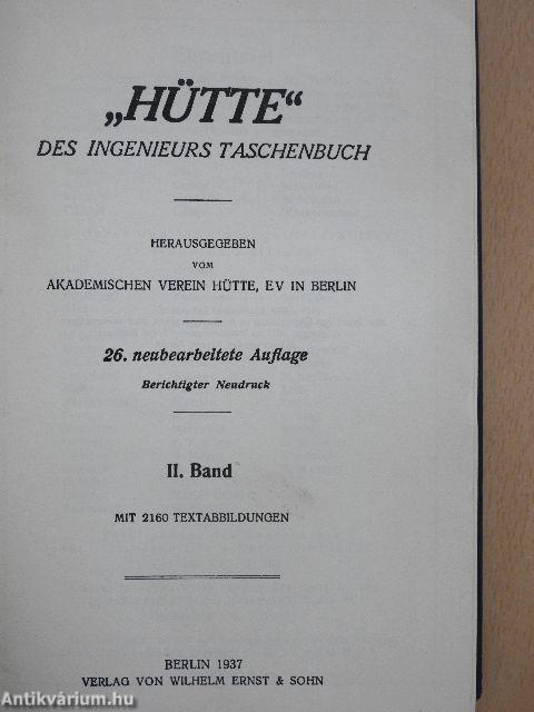 "Hütte" - Des Ingenieurs Taschenbuch II. (Töredék)