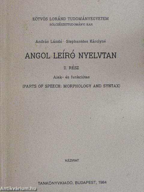 Angol leíró nyelvtan II.