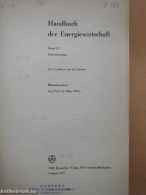 Handbuch der Energiewirtschaft IV.