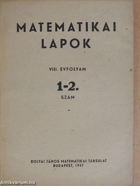 Matematikai Lapok 1957/1-2.