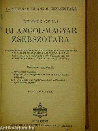 Derrick Gyula uj angol-magyar zsebszótára