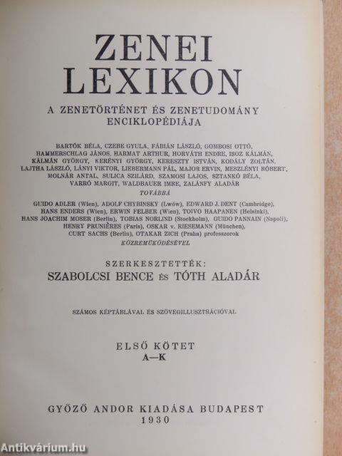 Zenei Lexikon I. (töredék)