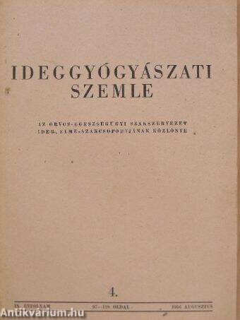 Ideggyógyászati szemle 1956. augusztus