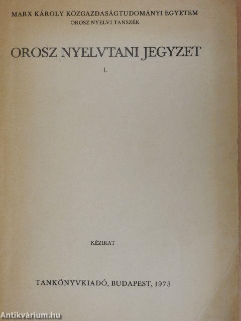 Orosz nyelvtani jegyzet I.