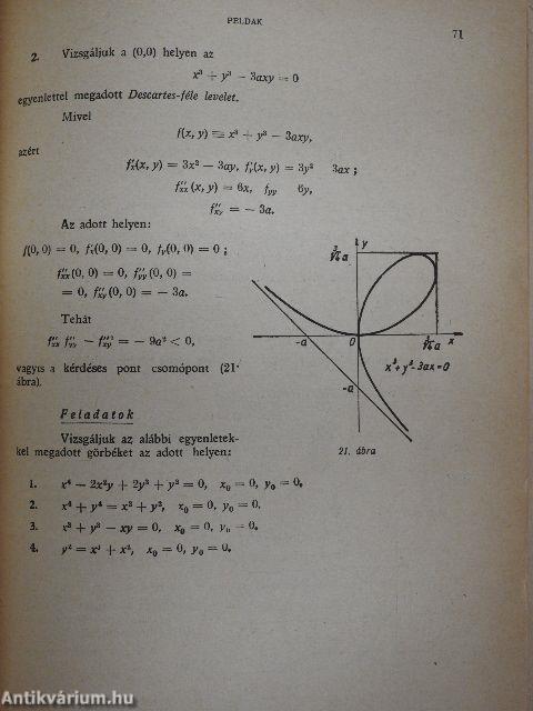 Műszaki matematikai gyakorlatok A. VI.