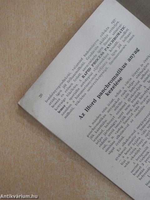 Ilford panchromatikus anyagok ismertetése