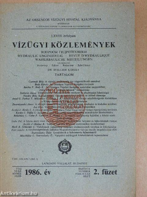 Vízügyi közlemények 1986/2.