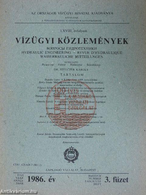 Vízügyi közlemények 1986/3.