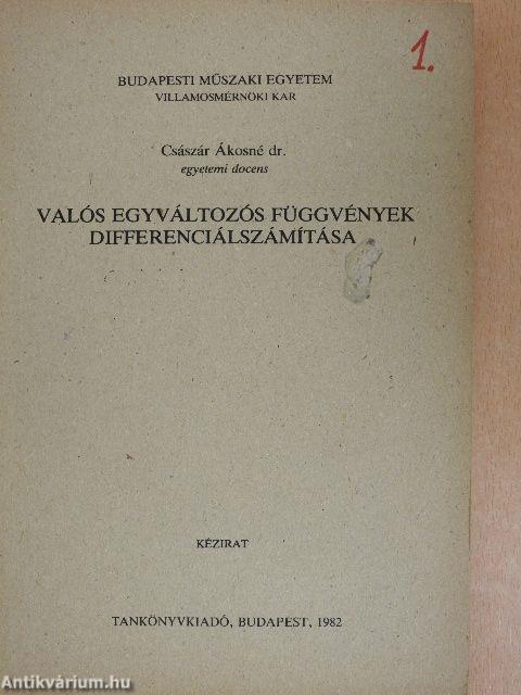 Valós egyváltozós függvények differenciálszámítása