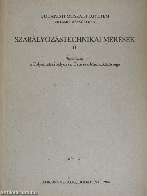 Szabályozástechnikai mérések II.