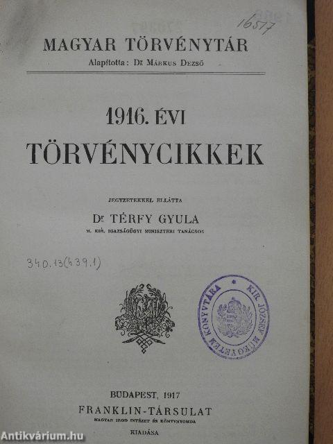 1916. évi törvénycikkek