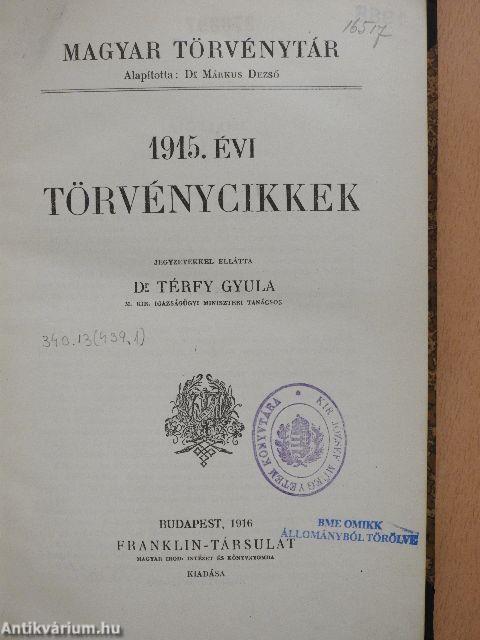 1915. évi törvénycikkek