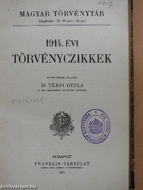 1914. évi törvényczikkek