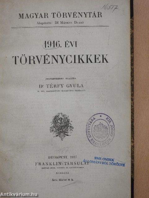 1916. évi törvénycikkek