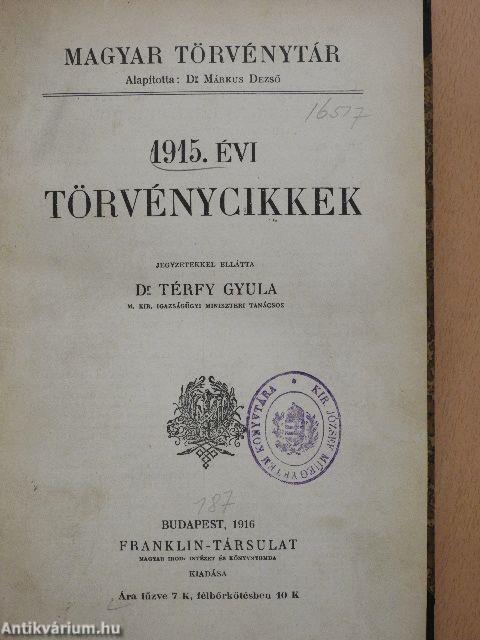 1915. évi törvénycikkek