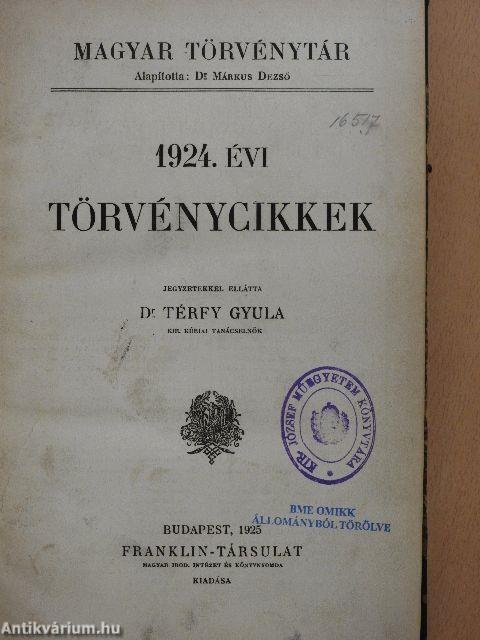 1924. évi törvénycikkek