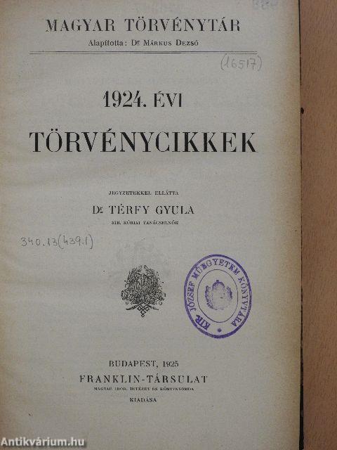 1924. évi törvénycikkek