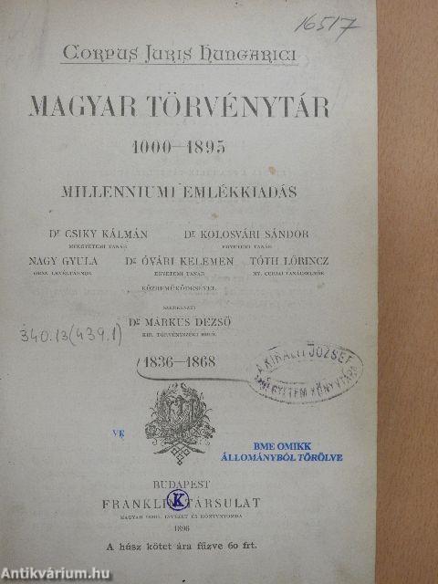 1836-1868. évi törvényczikkek