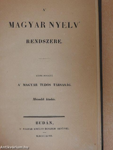 A' magyar nyelv' rendszere