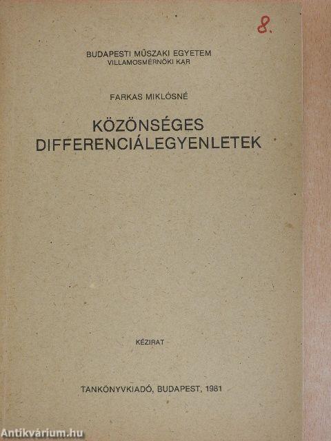 Közönséges differenciálegyenletek