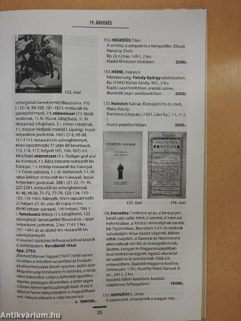 Országház Antikvárium 19. árverés