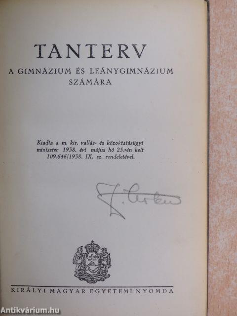 Tanterv a gimnázium és leánygimnázium számára