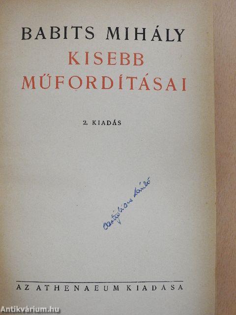 Babits Mihály kisebb műfordításai (Dr. Castiglione László könyvtárából)