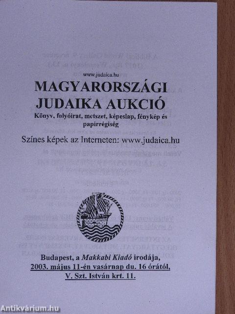 Magyarországi Judaika Aukció 2003. május 11.