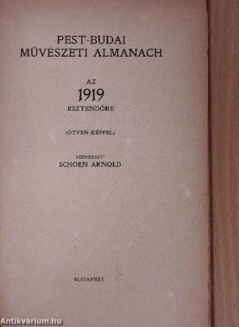 Pest-budai művészeti almanach az 1919 esztendőre