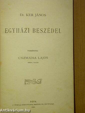 Dr. Ker János egyházi beszédei