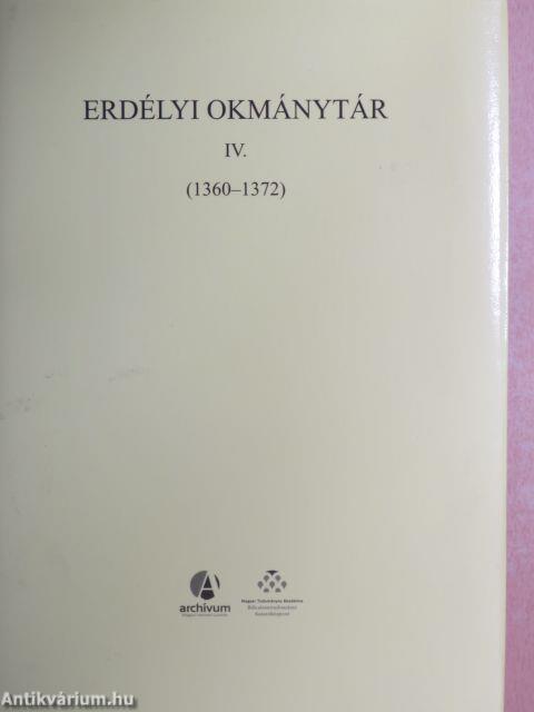 Erdélyi okmánytár IV.