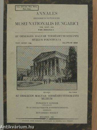 Az Országos Magyar Természettudományi Muezum folyóirata - Állattani rész 1942. XXXV. kötet